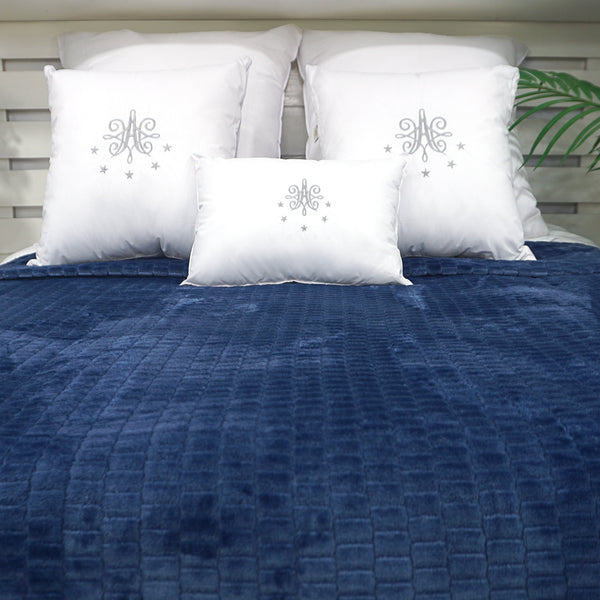 Manta Brick Blancket Microfibra Confort / Azul Arlin