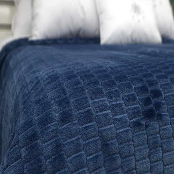 Manta Brick Blancket Microfibra Confort / Azul Arlin
