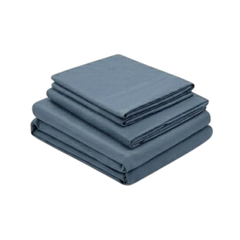 Juego De Sábanas 150 Hilos Microfibra Damasco / Azul Acero Arlin