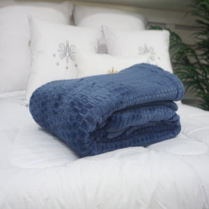 Manta Brick Blancket Microfibra Confort / Azul Arlin