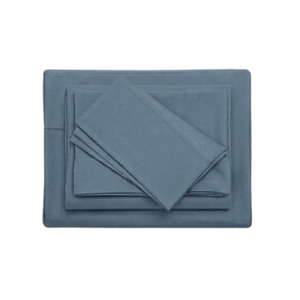 Juego De Sábanas 150 Hilos Microfibra Damasco / Azul Acero Arlin