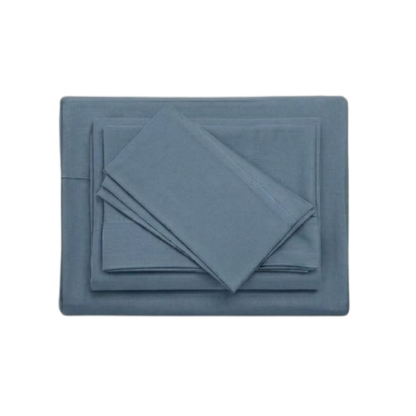 Juego De Sábanas 150 Hilos Microfibra Damasco / Azul Acero Arlin