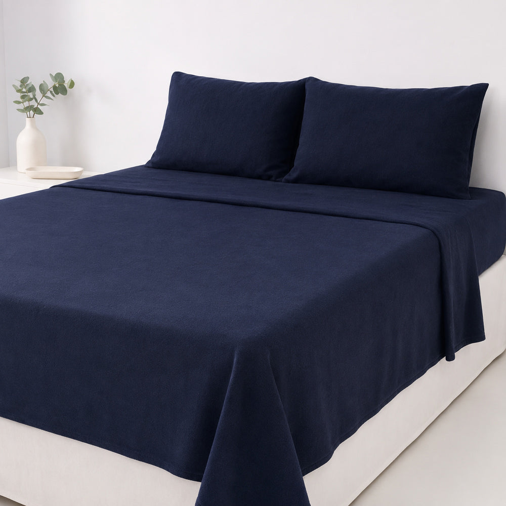 Juego De Sábanas 230 GR Polar Confort / Azul Marino Arlin