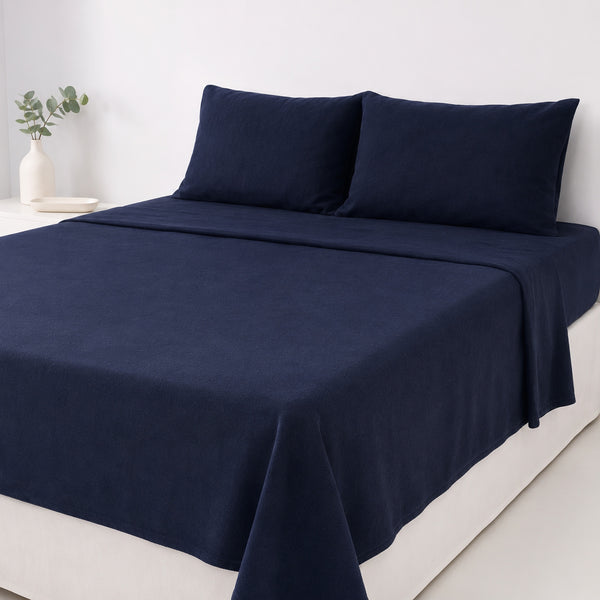 Juego De Sábanas 230 GR Polar Confort / Azul Marino Arlin