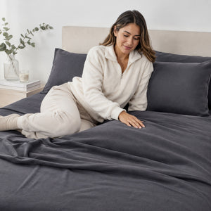 Juego De Sábanas 230 GR Polar Confort / Plomo Arlin