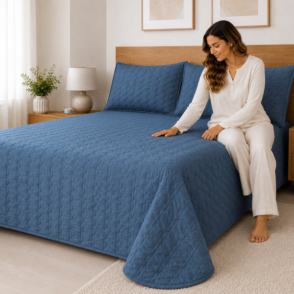 Cover Thin 150 Hilos Microfibra Confort / Azul Acero Arlin