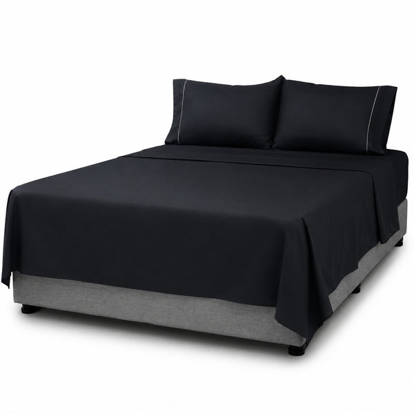 Juego De Sábanas 150 Hilos Algodón Confort / Black Sheet M1 Arlin