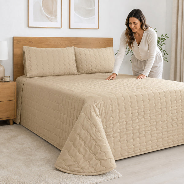 Cover Thin 150 Hilos Microfibra Confort / Beige Arlin