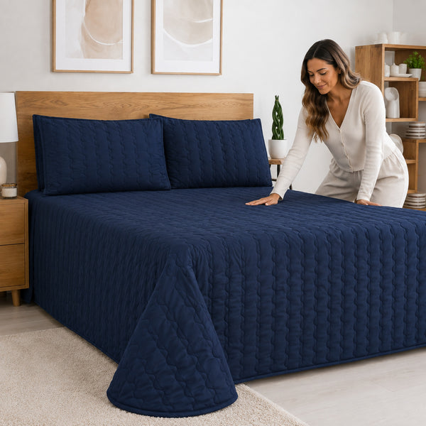 Cover Thin 150 Hilos Microfibra Confort / Azul Marino Arlin