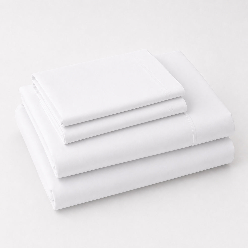 Juego De Sábanas 150 Hilos Algodón Confort / Blanco Arlin