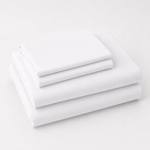 Juego De Sábanas 150 Hilos Algodón Confort / Blanco Arlin