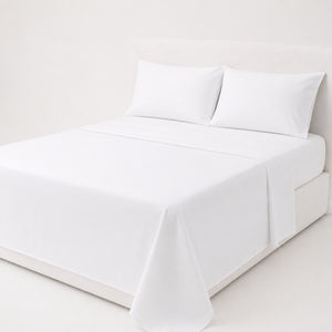 Juego De Sábanas 150 Hilos Algodón Confort / Blanco Arlin