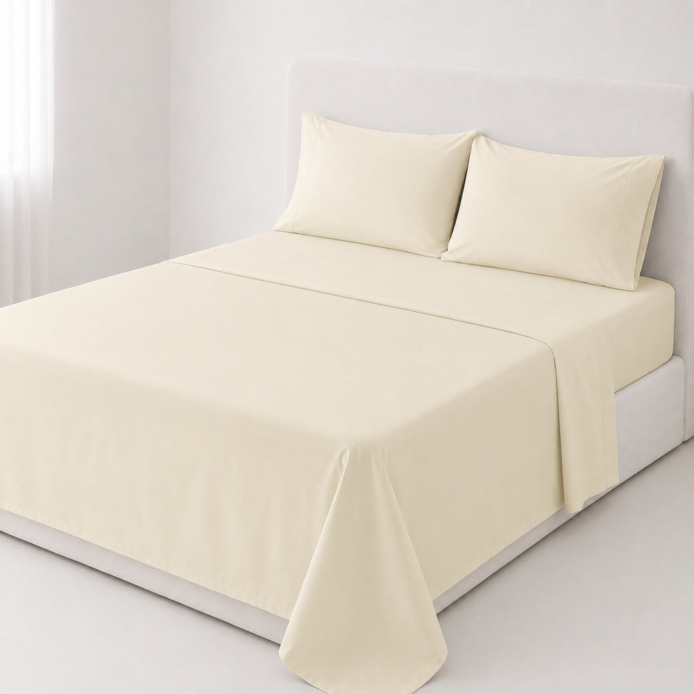 Juego De Sábanas 150 Hilos Algodón Confort / Crema Arlin