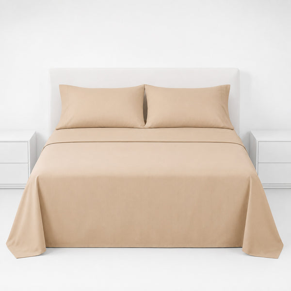 Juego De Sábanas 150 Hilos Algodón Confort / Beige Arlin