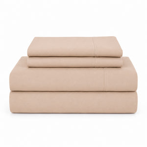 Juego De Sábanas 150 Hilos Microfibra Damasco / Beige Arlin