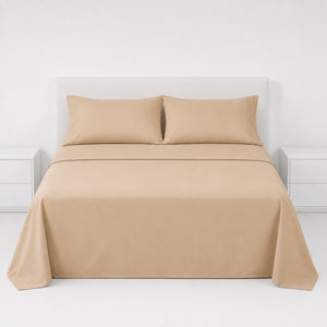 Juego De Sábanas 150 Hilos Microfibra Damasco / Beige Arlin
