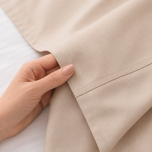 Juego De Sábanas 150 Hilos Microfibra Damasco / Beige Arlin