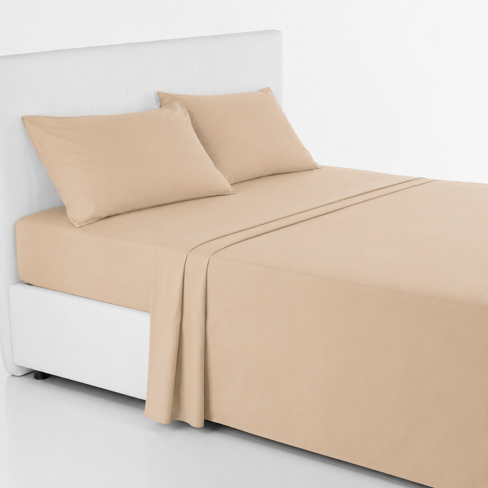 Juego De Sábanas 150 Hilos Microfibra Damasco / Beige Arlin