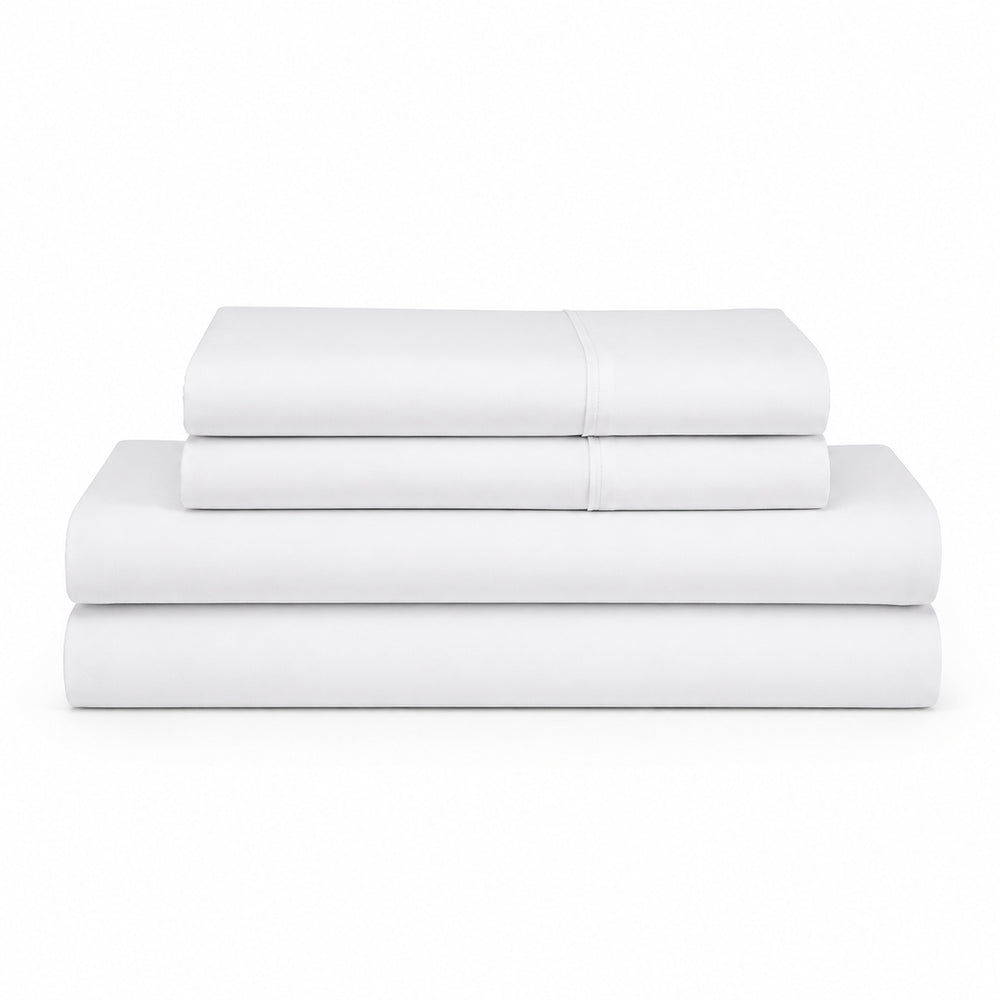 Juego De Sábanas 220 Hilos Algodón Deluxe / Blanco Arlin