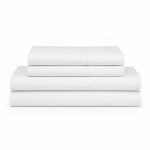 Juego De Sábanas 220 Hilos Algodón Deluxe / Blanco Arlin