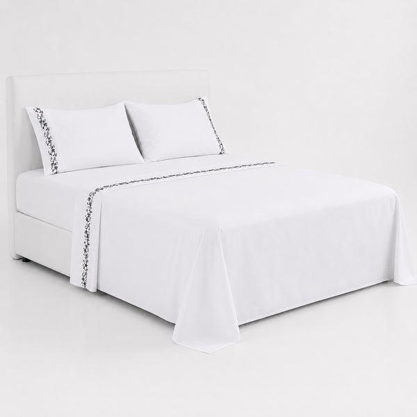 Juego De Sábanas Belha 220 Hilos Algodón Deluxe / Negro Arlin