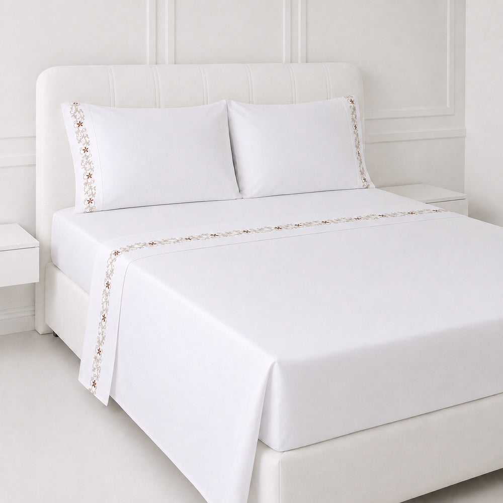 Juego De Sábanas Belha 220 Hilos Algodón Deluxe / Dorado Arlin