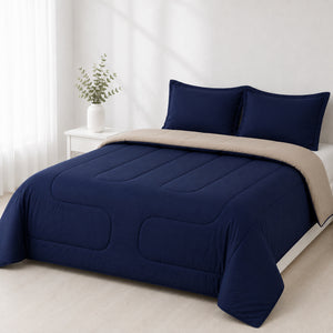 Edredón 150 Hilos Microfibra Damasco / Beige Azul Marino Arlin
