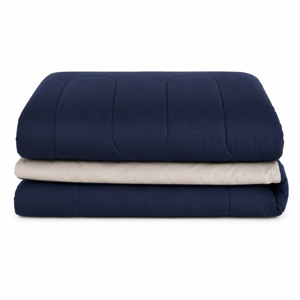 Edredón 150 Hilos Microfibra Damasco / Beige Azul Marino Arlin