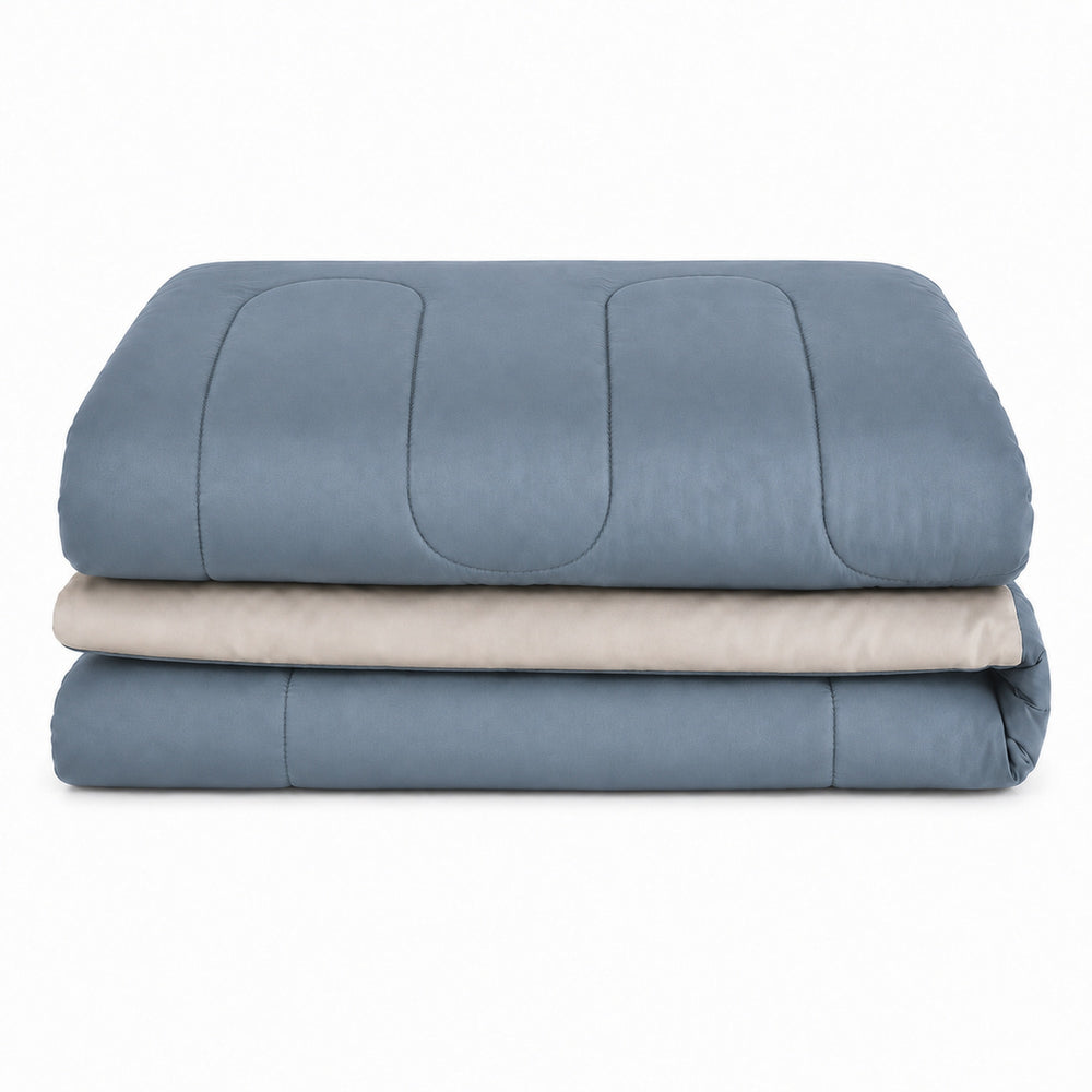 Edredón 150 Hilos Microfibra Damasco / Beige Azul Acero Arlin