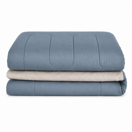 Edredón 150 Hilos Microfibra Damasco / Beige Azul Acero Arlin