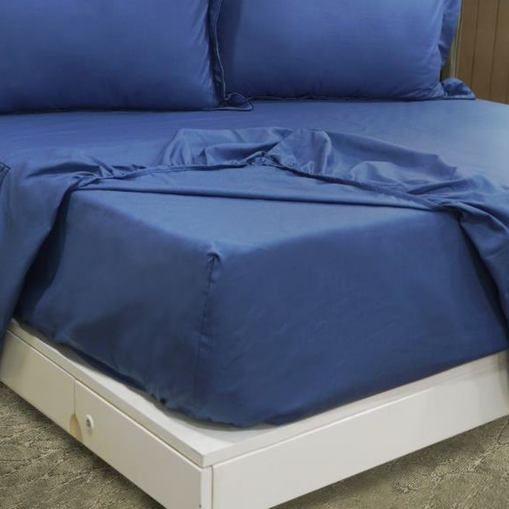 Juego De Sábanas Cool 150 Hilos Cotton Confort / Azul Arlin