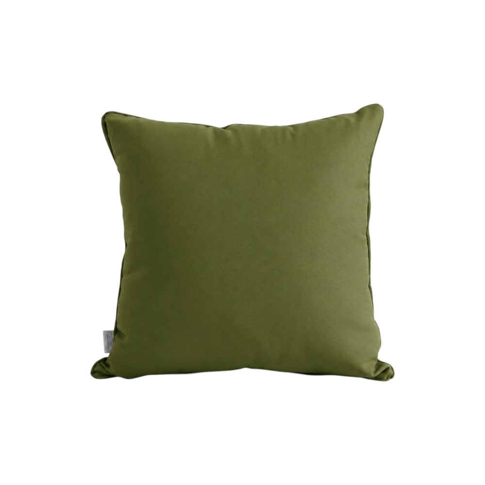 Cojín cuadrado ARLIN de lino en color verde olivo, diseño desenfundable y elegante para decoración de interiores.