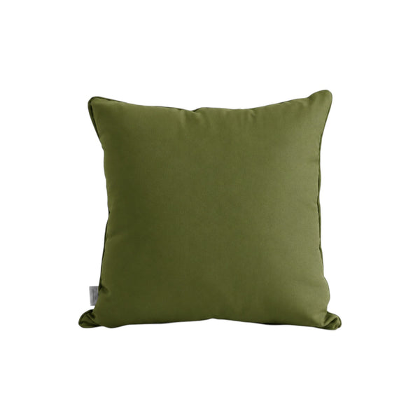 Cojín cuadrado ARLIN de lino en color verde olivo, diseño desenfundable y elegante para decoración de interiores.