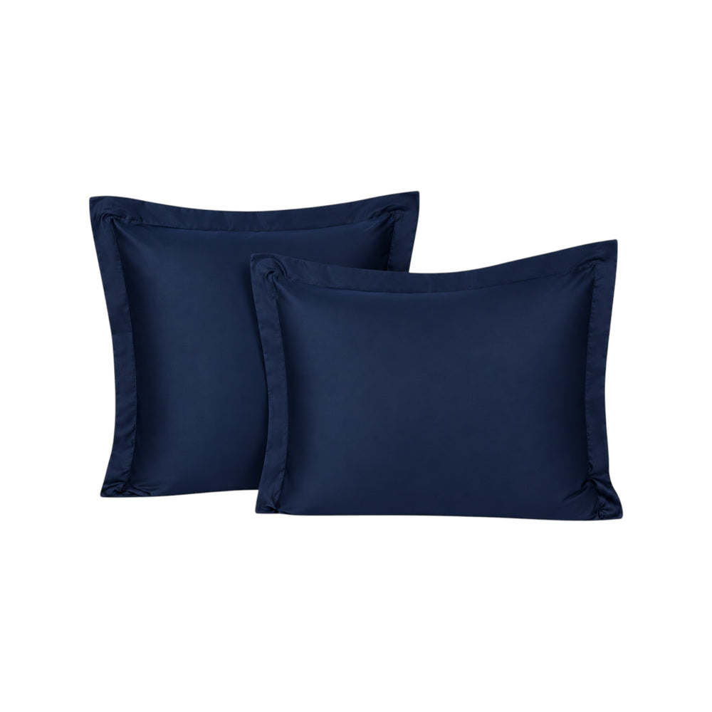 Funda de almohada ARLIN color azul marino, modelo sham con 150 hilos en mezcla de algodón y poliéster suave.