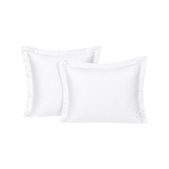 Funda de almohada ARLIN blanca modelo Sham de 150 hilos, mezcla de algodón y poliéster con borde de 5 cm.