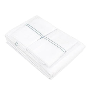 Juego de sábanas ARLIN de algodón Pima 400 hilos en color blanco con delicadas líneas satinadas y acabado premium