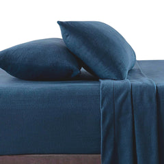 Juego de sábanas ARLIN de polar azul acero, 230gr, suave y cálido, incluye sábanas y fundas de almohada.